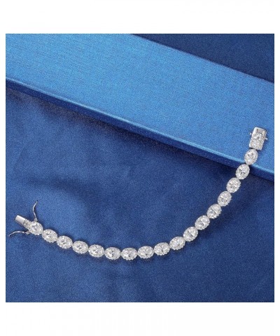 18K White Gold Heart Tennis Bracelet for Women Heart Cubic Zirconias, Size 6-8 inches Oval - 7.5 inch $13.43 Bracelets