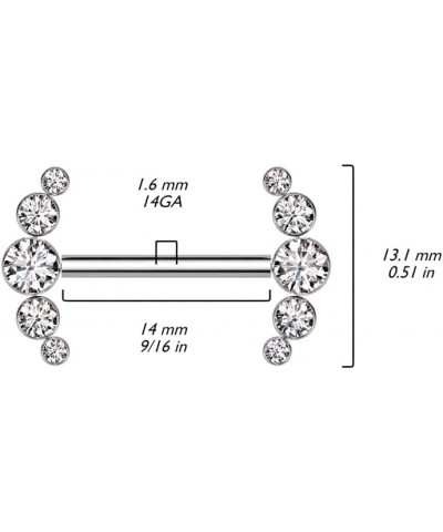 Dynamique Implant Grade Titanium Threadless Push In Nipple Barbell With 5 Bezel Set CZ Ends (Sold Per Pair Or Per Piece) Red ...