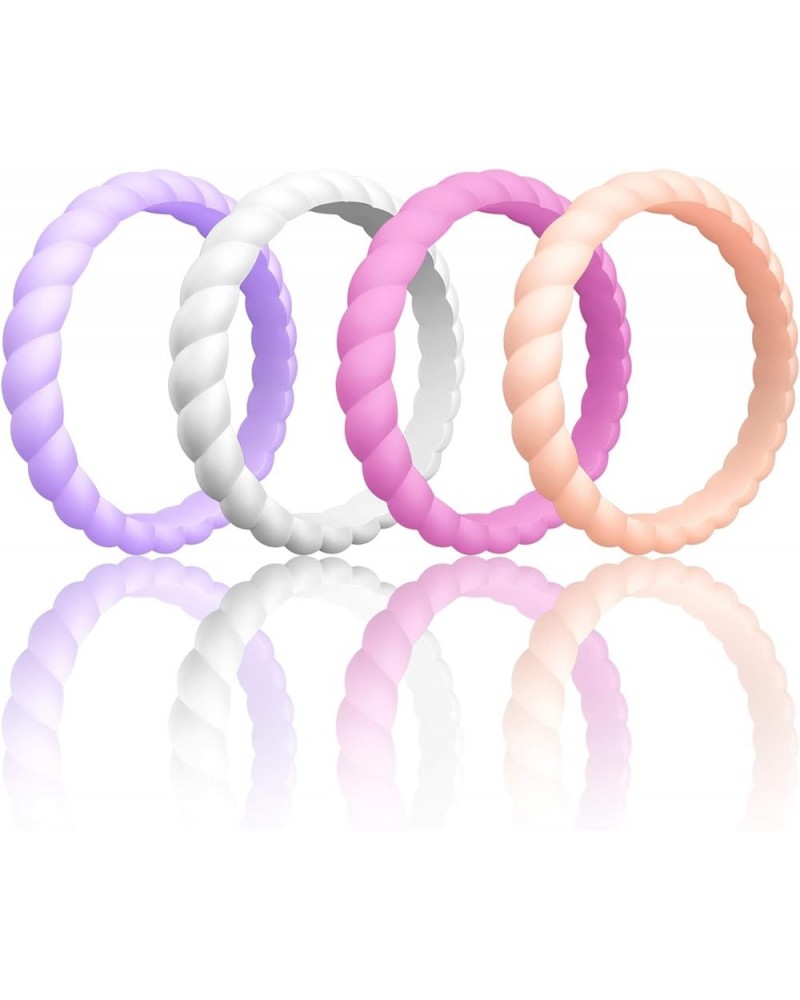 Women's Silicone Wedding Ring Like Diamond - 4.4mm~12.4mm Wide, 2mm~5.5mm Thick 5.5 - 6 (15.8mm) Z - Rose Pink, Peach, Light ...