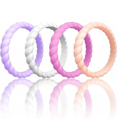 Women's Silicone Wedding Ring Like Diamond - 4.4mm~12.4mm Wide, 2mm~5.5mm Thick 5.5 - 6 (15.8mm) Z - Rose Pink, Peach, Light ...