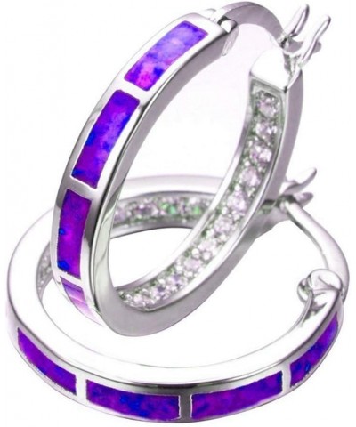 1Pc Women Opal Rhinestone Inlaid Huggie Hoop Earrings, Ideal Valentines Costume Jewelry for Women Girls Purple $3.57 Earrings