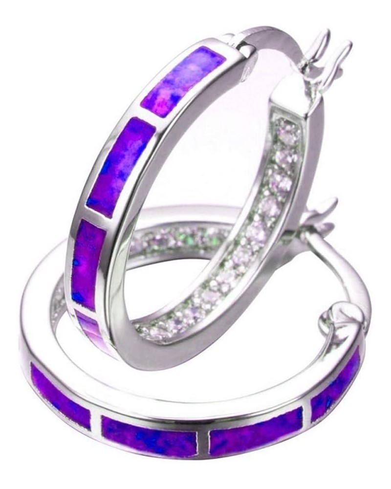 1Pc Women Opal Rhinestone Inlaid Huggie Hoop Earrings, Ideal Valentines Costume Jewelry for Women Girls Purple $3.57 Earrings