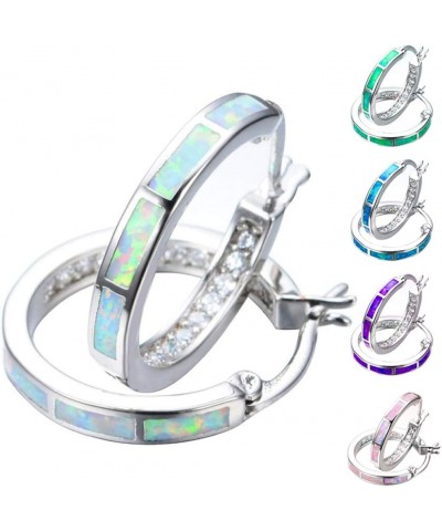 1Pc Women Opal Rhinestone Inlaid Huggie Hoop Earrings, Ideal Valentines Costume Jewelry for Women Girls Purple $3.57 Earrings