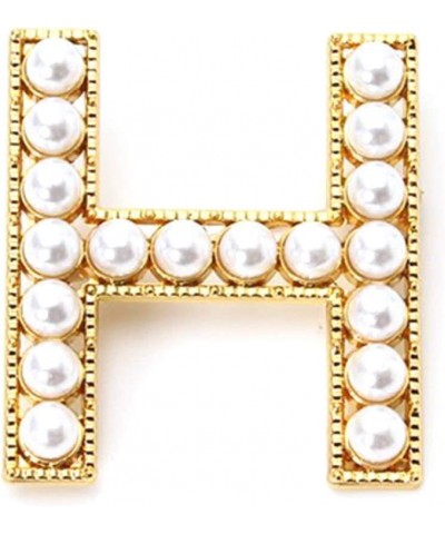 Elegant Women Faux Pearl Beaded Uppercase Letter Brooch Pin Suit Lapel Badge Creative Gift H $3.91 Brooches & Pins