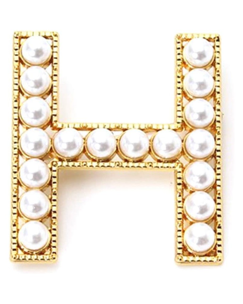 Elegant Women Faux Pearl Beaded Uppercase Letter Brooch Pin Suit Lapel Badge Creative Gift H $3.91 Brooches & Pins