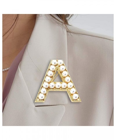 Elegant Women Faux Pearl Beaded Uppercase Letter Brooch Pin Suit Lapel Badge Creative Gift H $3.91 Brooches & Pins