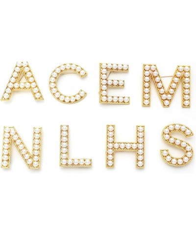 Elegant Women Faux Pearl Beaded Uppercase Letter Brooch Pin Suit Lapel Badge Creative Gift H $3.91 Brooches & Pins