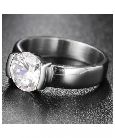 Stainless Steel Size 3-13 Solitiare Style 2 Carat Simuluated CZ Diamond Wedding Engagement Proposal Ring Silver $7.40 Rings