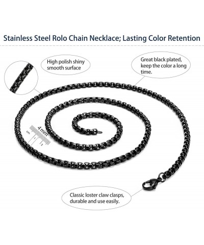 2-4MM Stainless Steel Mens Womens Black Necklace Rolo Cable Chain, 16-36 inches 26.0 Inches 4mm width $10.07 Necklaces