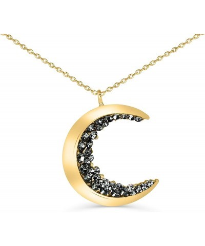 Black Cz Gypsy Planet Half Crescent Sailor Luna Moon Pendant Charm Chain Necklace Gold Big Moon 18 inch $11.76 Necklaces