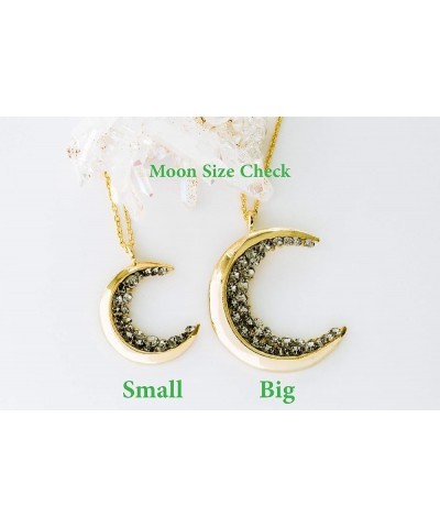 Black Cz Gypsy Planet Half Crescent Sailor Luna Moon Pendant Charm Chain Necklace Gold Big Moon 18 inch $11.76 Necklaces