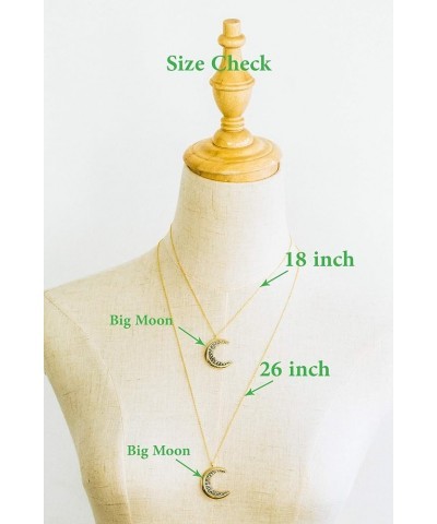 Black Cz Gypsy Planet Half Crescent Sailor Luna Moon Pendant Charm Chain Necklace Gold Big Moon 18 inch $11.76 Necklaces