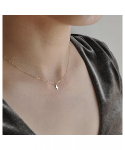 Cross Necklace for Women，Small Cross Necklace 14k Gold Plated Tiny Cross Pendant Choker Necklaces Simple Gold Cross Necklaces...