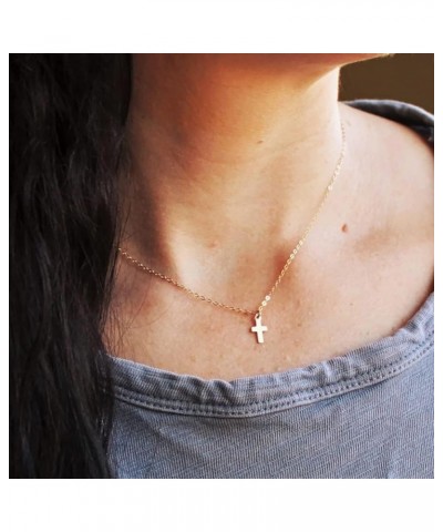 Cross Necklace for Women，Small Cross Necklace 14k Gold Plated Tiny Cross Pendant Choker Necklaces Simple Gold Cross Necklaces...