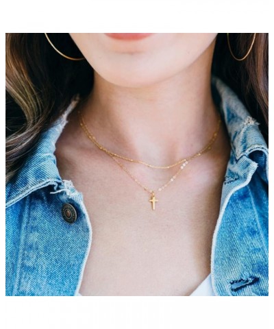 Cross Necklace for Women，Small Cross Necklace 14k Gold Plated Tiny Cross Pendant Choker Necklaces Simple Gold Cross Necklaces...