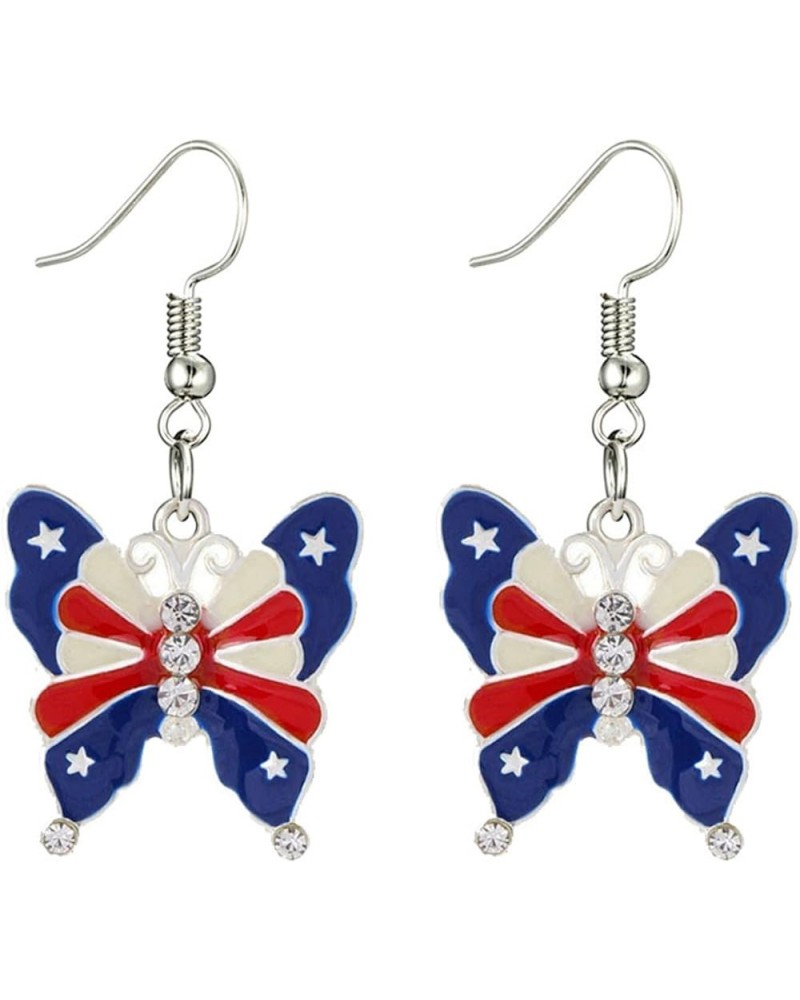 4th of July Earrings for Women Girls Patriotic Red White Blue American USA Flag Star Dangle Drop Earrings Independence Day Pa...