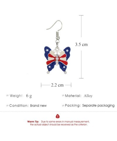 4th of July Earrings for Women Girls Patriotic Red White Blue American USA Flag Star Dangle Drop Earrings Independence Day Pa...