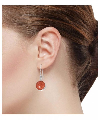 925 Sterling Silver Handmade Drop Dangle Earring for Women Round Gemstone Fashion Jewelry for Gift (98550_E) Gold Stone $20.7...