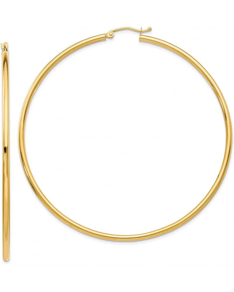 10K Yellow Gold Polished 2.5mm Tube Hoop Earrings - 60mm $142.76 Earrings