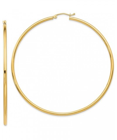 10K Yellow Gold Polished 2.5mm Tube Hoop Earrings - 60mm $142.76 Earrings