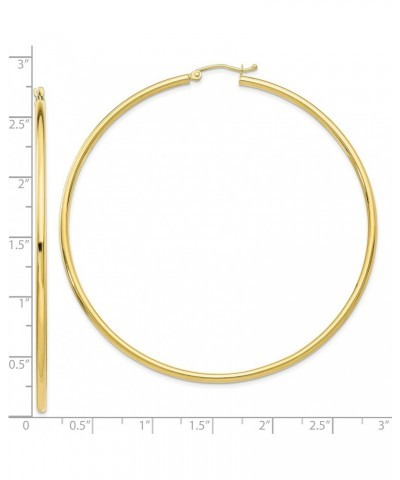 10K Yellow Gold Polished 2.5mm Tube Hoop Earrings - 60mm $142.76 Earrings