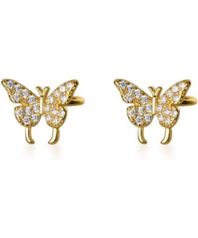 Dainty Butterfly Ear Cuffs Stud Earrings 925 Sterling Silver for Women Girls Fashion Crystal CZ Non Piercing Clip On Cartilag...