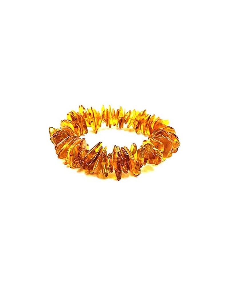 Natural Amber Bracelet on Elastic Band 7 inches - 100% Baltic Amber Beads - Amber Bracelets - Raw Amber Beads - Bracelet $14....