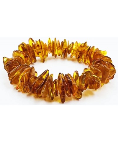 Natural Amber Bracelet on Elastic Band 7 inches - 100% Baltic Amber Beads - Amber Bracelets - Raw Amber Beads - Bracelet $14....