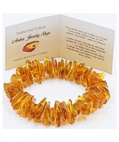 Natural Amber Bracelet on Elastic Band 7 inches - 100% Baltic Amber Beads - Amber Bracelets - Raw Amber Beads - Bracelet $14....