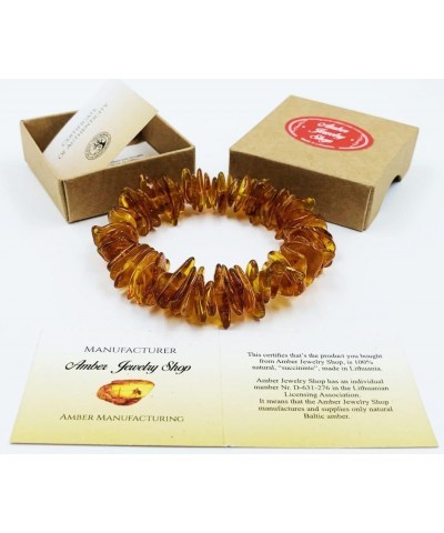 Natural Amber Bracelet on Elastic Band 7 inches - 100% Baltic Amber Beads - Amber Bracelets - Raw Amber Beads - Bracelet $14....