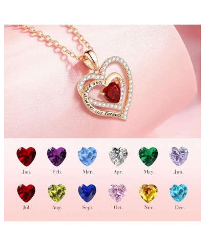 Heart Birthstone Necklaces Gift for Women, 925 Sterling Silver Fine Jewelry, Pendant Necklace Mother Day Gift Anniversary Bir...