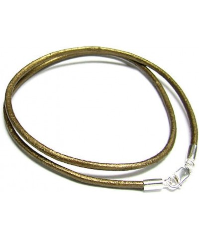 925 Sterling Silver Round Natural Leather Cord 2mm Choker Necklace Metallic Brown 22 Inches $12.14 Necklaces