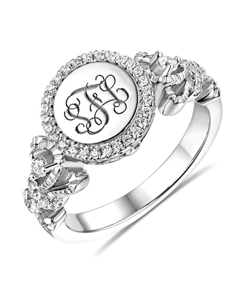 Custom Classic Monogram Ring 925 Sterling Silver Personalized Engraving initials Rings Graduation Christmas Wedding Set Anniv...