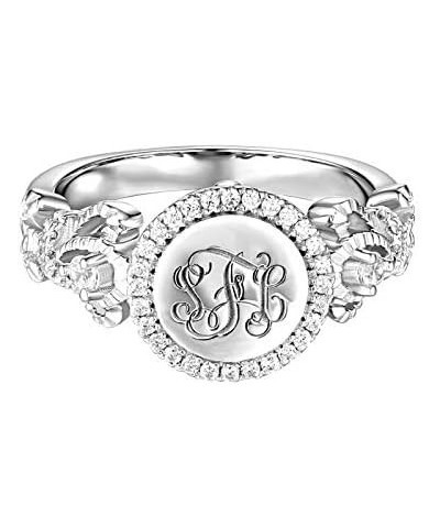 Custom Classic Monogram Ring 925 Sterling Silver Personalized Engraving initials Rings Graduation Christmas Wedding Set Anniv...